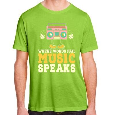 Where Words Fail Music Speaks Cute Gift Musical Music Notes Musician Gift Adult ChromaSoft Performance T-Shirt