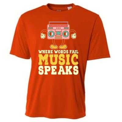 Where Words Fail Music Speaks Cute Gift Musical Music Notes Musician Gift Cooling Performance Crew T-Shirt