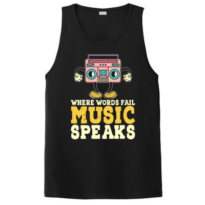 Where Words Fail Music Speaks Cute Gift Musical Music Notes Musician Gift PosiCharge Competitor Tank