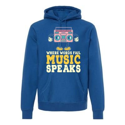 Where Words Fail Music Speaks Cute Gift Musical Music Notes Musician Gift Premium Hoodie