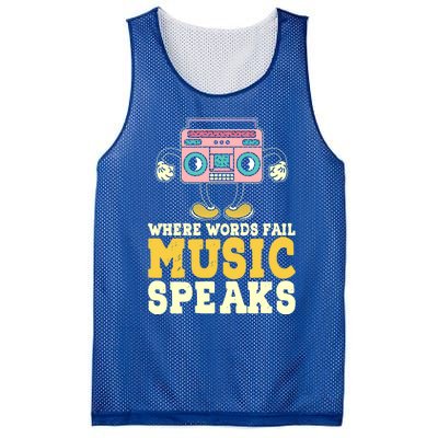 Where Words Fail Music Speaks Cute Gift Musical Music Notes Musician Gift Mesh Reversible Basketball Jersey Tank