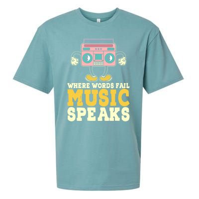 Where Words Fail Music Speaks Cute Gift Musical Music Notes Musician Gift Sueded Cloud Jersey T-Shirt