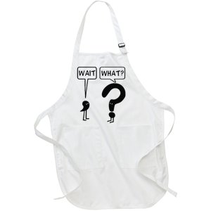 Wait What Funny Grammar Questioning Punctuation Full-Length Apron With Pockets