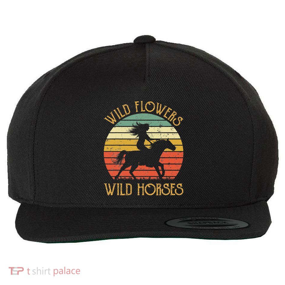Wild West Flowers Wild Horses Western Cowgirl Country Music Wool Snapback Cap