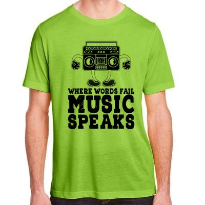 Where Words Fail Music Speaks Gift Musical Music Notes Musician Gift Adult ChromaSoft Performance T-Shirt