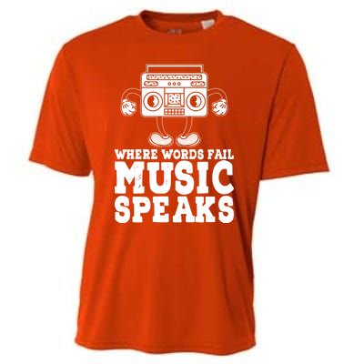 Where Words Fail Music Speaks Gift Musical Music Notes Musician Gift Cooling Performance Crew T-Shirt