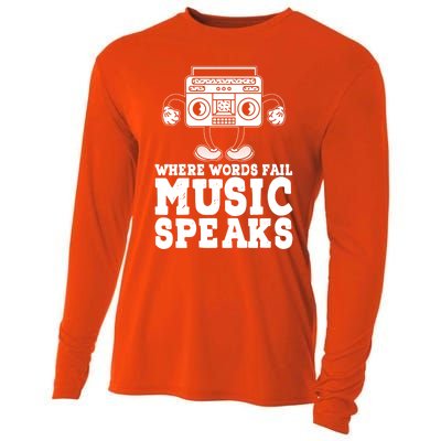 Where Words Fail Music Speaks Gift Musical Music Notes Musician Gift Cooling Performance Long Sleeve Crew