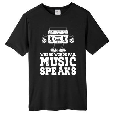 Where Words Fail Music Speaks Gift Musical Music Notes Musician Gift Tall Fusion ChromaSoft Performance T-Shirt