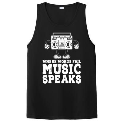 Where Words Fail Music Speaks Gift Musical Music Notes Musician Gift PosiCharge Competitor Tank