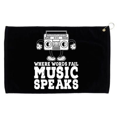 Where Words Fail Music Speaks Gift Musical Music Notes Musician Gift Grommeted Golf Towel