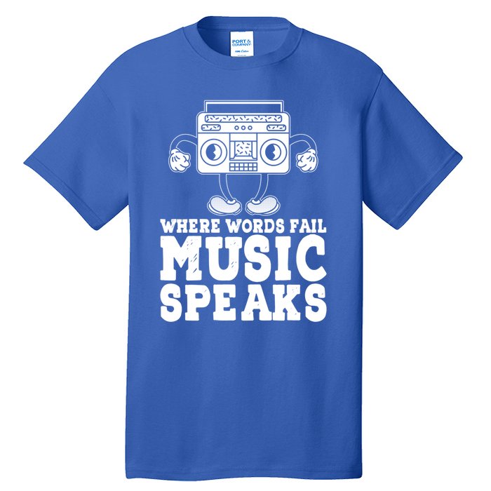 Where Words Fail Music Speaks Gift Musical Music Notes Musician Gift Tall T-Shirt