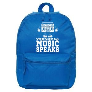 Where Words Fail Music Speaks Gift Musical Music Notes Musician Gift 16 in Basic Backpack