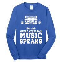 Where Words Fail Music Speaks Gift Musical Music Notes Musician Gift Tall Long Sleeve T-Shirt