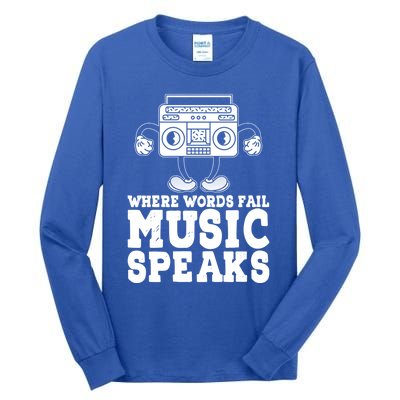 Where Words Fail Music Speaks Gift Musical Music Notes Musician Gift Tall Long Sleeve T-Shirt