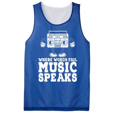 Where Words Fail Music Speaks Gift Musical Music Notes Musician Gift Mesh Reversible Basketball Jersey Tank