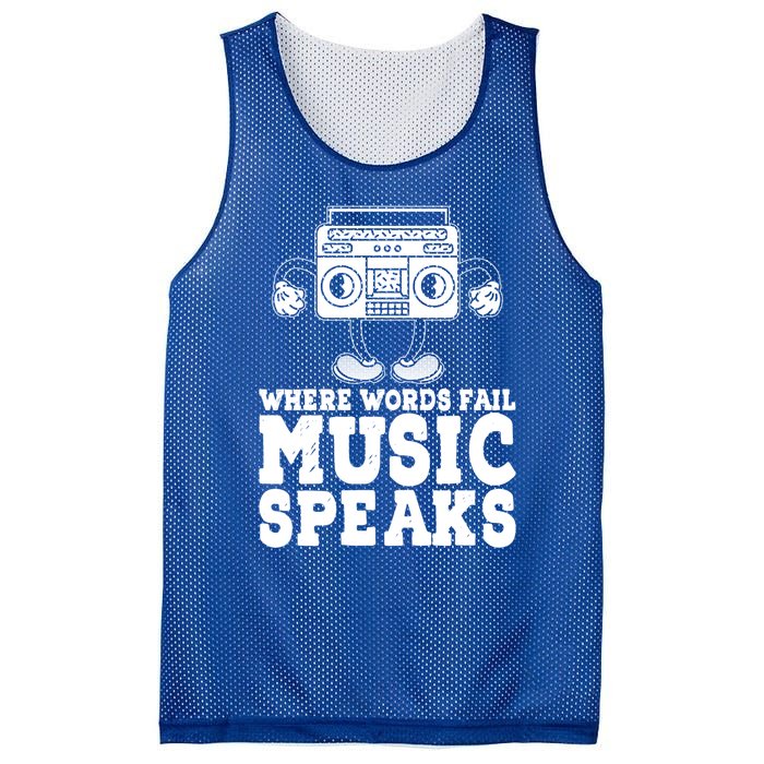 Where Words Fail Music Speaks Gift Musical Music Notes Musician Gift Mesh Reversible Basketball Jersey Tank