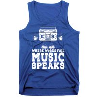 Where Words Fail Music Speaks Gift Musical Music Notes Musician Gift Tank Top