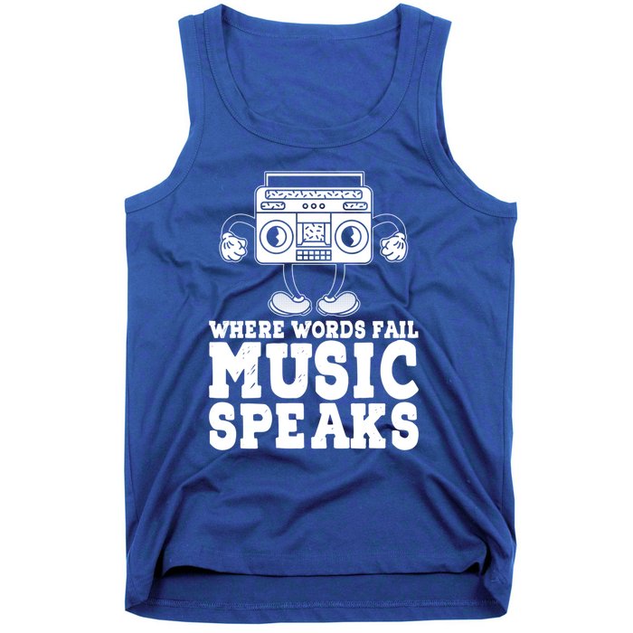 Where Words Fail Music Speaks Gift Musical Music Notes Musician Gift Tank Top