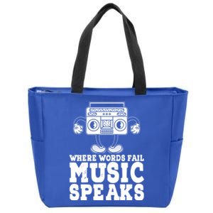 Where Words Fail Music Speaks Gift Musical Music Notes Musician Gift Zip Tote Bag