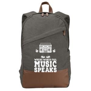 Where Words Fail Music Speaks Gift Musical Music Notes Musician Gift Cotton Canvas Backpack