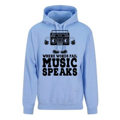 Where Words Fail Music Speaks Gift Musical Music Notes Musician Gift Unisex Surf Hoodie