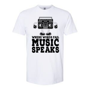 Where Words Fail Music Speaks Gift Musical Music Notes Musician Gift Softstyle CVC T-Shirt