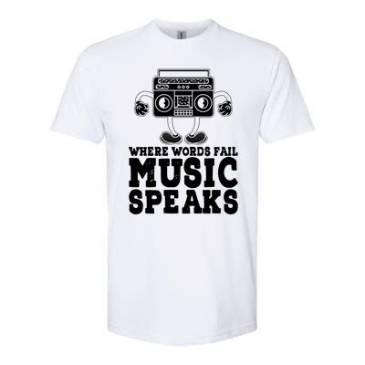 Where Words Fail Music Speaks Gift Musical Music Notes Musician Gift Softstyle CVC T-Shirt