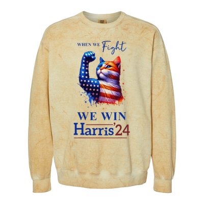 When We Fight We Win Kamala Harris Us President 2024 Colorblast Crewneck Sweatshirt