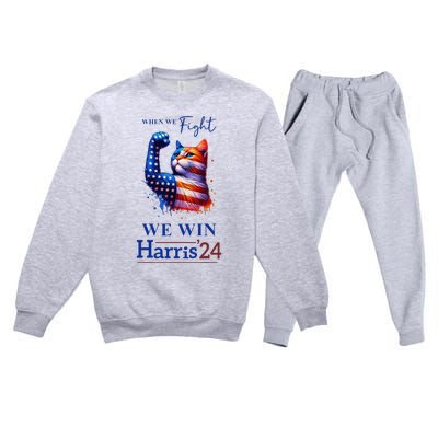 When We Fight We Win Kamala Harris Us President 2024 Premium Crewneck Sweatsuit Set