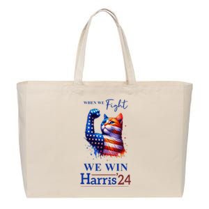 When We Fight We Win Kamala Harris Us President 2024 Cotton Canvas Jumbo Tote