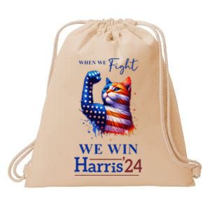 When We Fight We Win Kamala Harris Us President 2024 Drawstring Bag