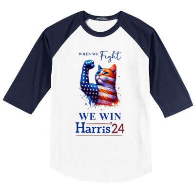 When We Fight We Win Kamala Harris Us President 2024 Baseball Sleeve Shirt