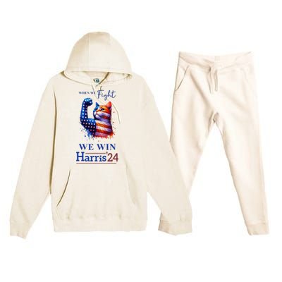 When We Fight We Win Kamala Harris Us President 2024 Premium Hooded Sweatsuit Set