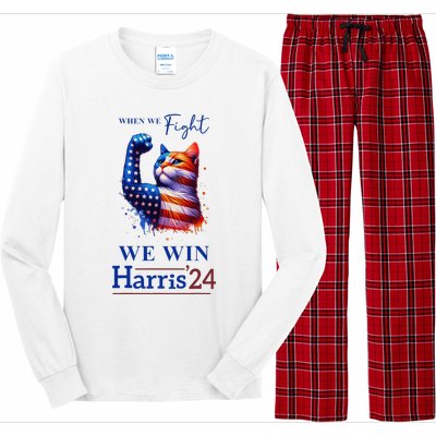 When We Fight We Win Kamala Harris Us President 2024 Long Sleeve Pajama Set