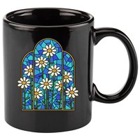 White Wildflower Flower Mosaic Church Window 11oz C Handle Ceramic Mug