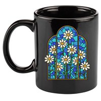 White Wildflower Flower Mosaic Church Window 11oz C Handle Ceramic Mug