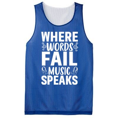 Where Words Fail Music Speaks Cute Gift Musical Music Notes Musician Gift Mesh Reversible Basketball Jersey Tank