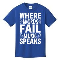 Where Words Fail Music Speaks Cute Gift Musical Music Notes Musician Gift Kids T-Shirt