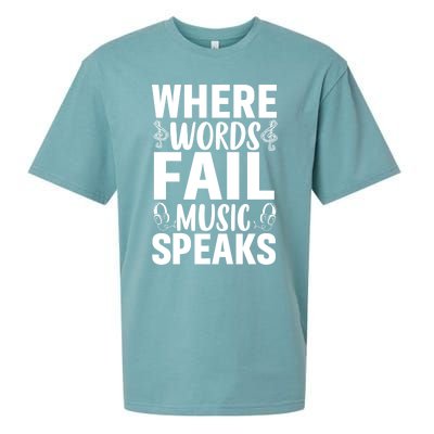 Where Words Fail Music Speaks Cute Gift Musical Music Notes Musician Gift Sueded Cloud Jersey T-Shirt