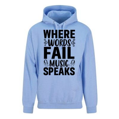 Where Words Fail Music Speaks Cute Gift Musical Music Notes Musician Gift Unisex Surf Hoodie