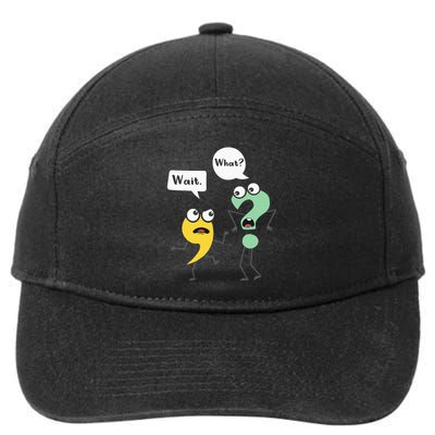 Wait What Funny English Teacher Grammar Police Grammarian 7-Panel Snapback Hat