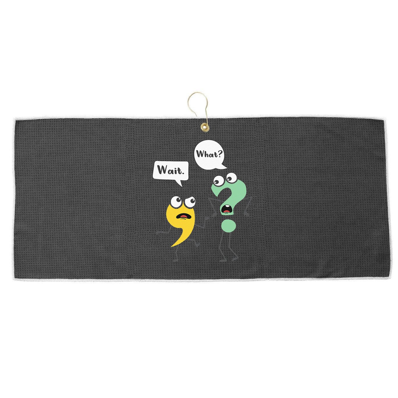 Wait What Funny English Teacher Grammar Police Grammarian Large Microfiber Waffle Golf Towel