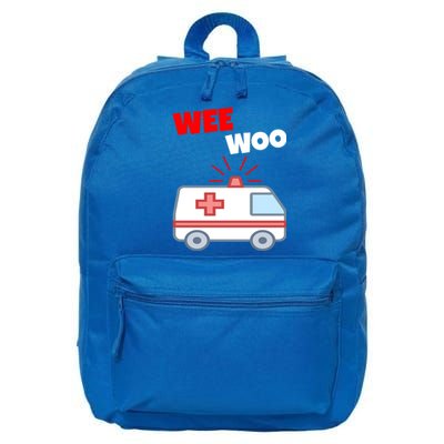 Wee Woo Funny Ambulance Emr Ems Paramedic First Responder Gift 16 in Basic Backpack