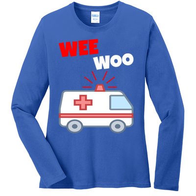 Wee Woo Funny Ambulance Emr Ems Paramedic First Responder Gift Ladies Long Sleeve Shirt