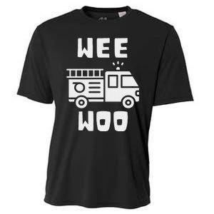 Wee Woo Fire Truck Firefighter Emergency Response Siren Cooling Performance Crew T-Shirt