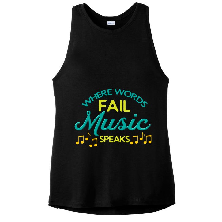 Where Words Fail Music Speaks Inspirational Music Teacher Gift Ladies PosiCharge Tri-Blend Wicking Tank