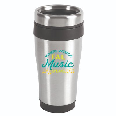 Where Words Fail Music Speaks Inspirational Music Teacher Gift 16oz Travel Tumbler