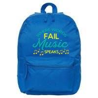 Where Words Fail Music Speaks Inspirational Music Teacher Gift 16 in Basic Backpack