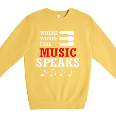 Where Words Fail Music Speaks Gift Premium Crewneck Sweatshirt