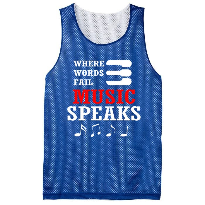 Where Words Fail Music Speaks Gift Mesh Reversible Basketball Jersey Tank